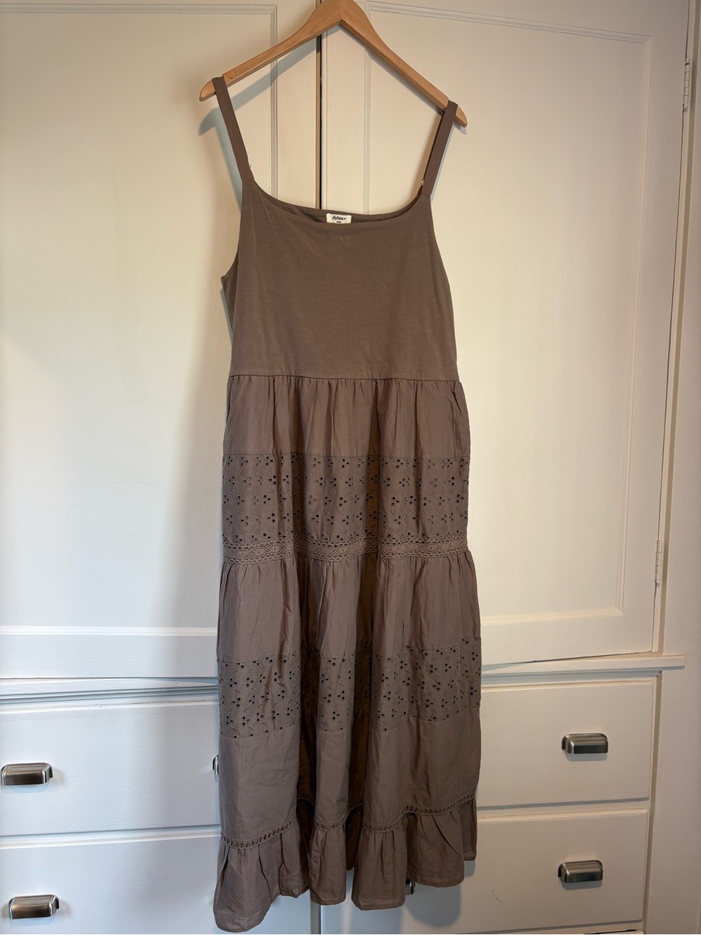 Dylan Sleeveless Cotton Eyelet Tiered Maxi Dress